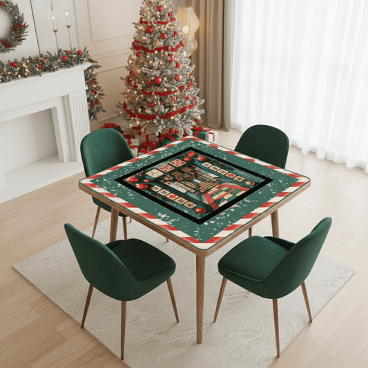 Mahjong Christmas Mat, Asian Christmas Alley Holiday Mahj Game Play Accessory - Splash of Color Co.