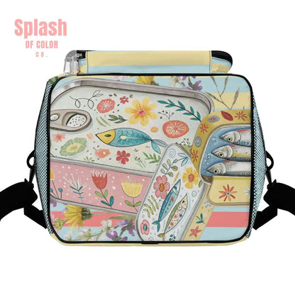 Nautical Sardine Tinned Fish Preppy Striped Cooler Bag