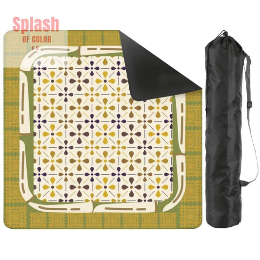 Norwegian Floral Green, Yellow Simplicity Mahjong Mat - Splash of Color co.