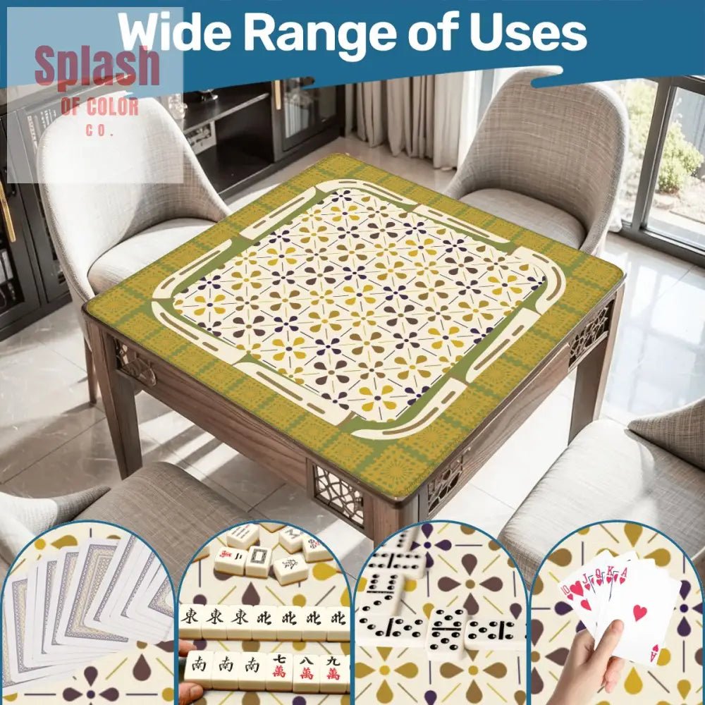 Norwegian Floral Green, Yellow Simplicity Mahjong Mat - Splash of Color co.