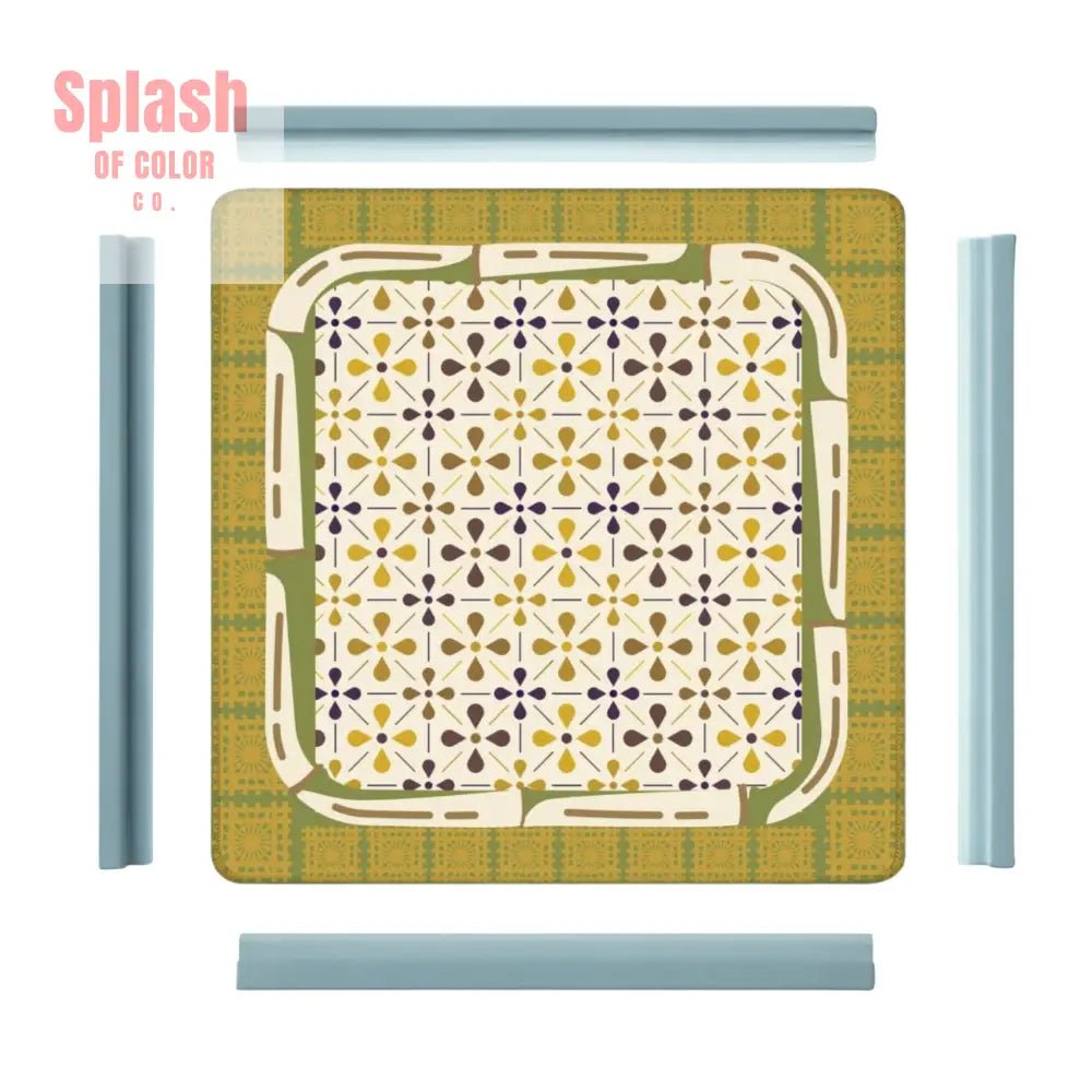 Norwegian Floral Green, Yellow Simplicity Mahjong Mat - Splash of Color co.