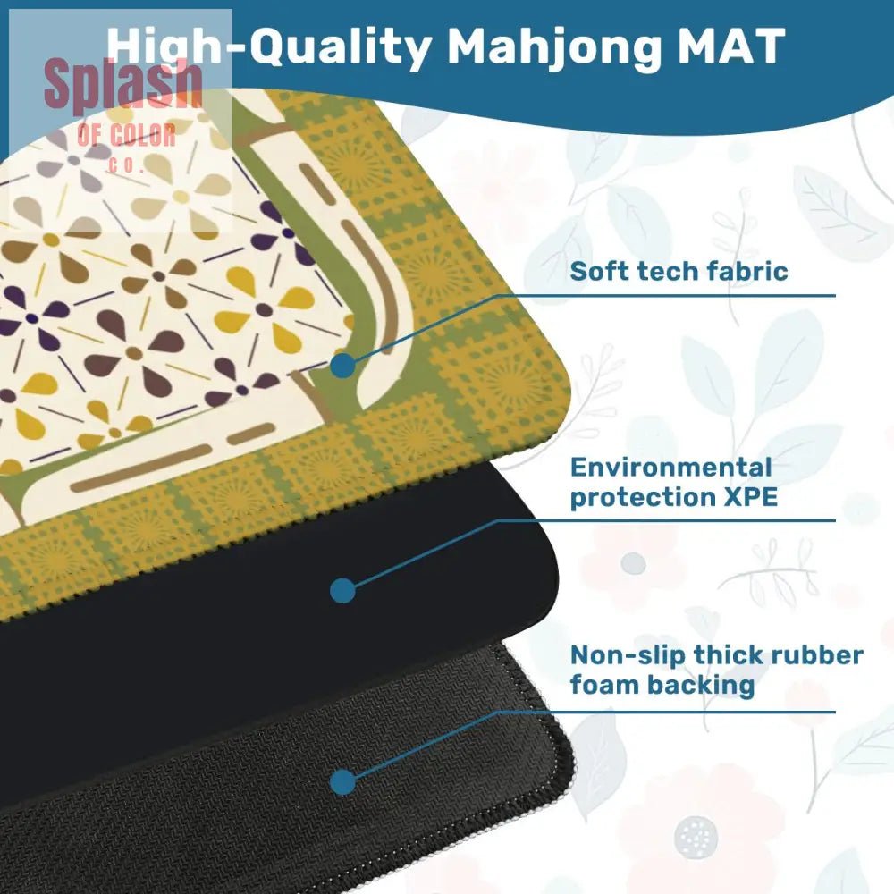 Norwegian Floral Green, Yellow Simplicity Mahjong Mat - Splash of Color co.