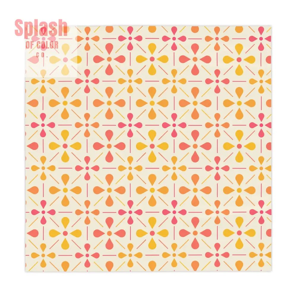 Norwegian Modern Coral Yellow Preppy, Vibrant Floral Tablecloth, Boho Dining Decor - Splash of Color co.