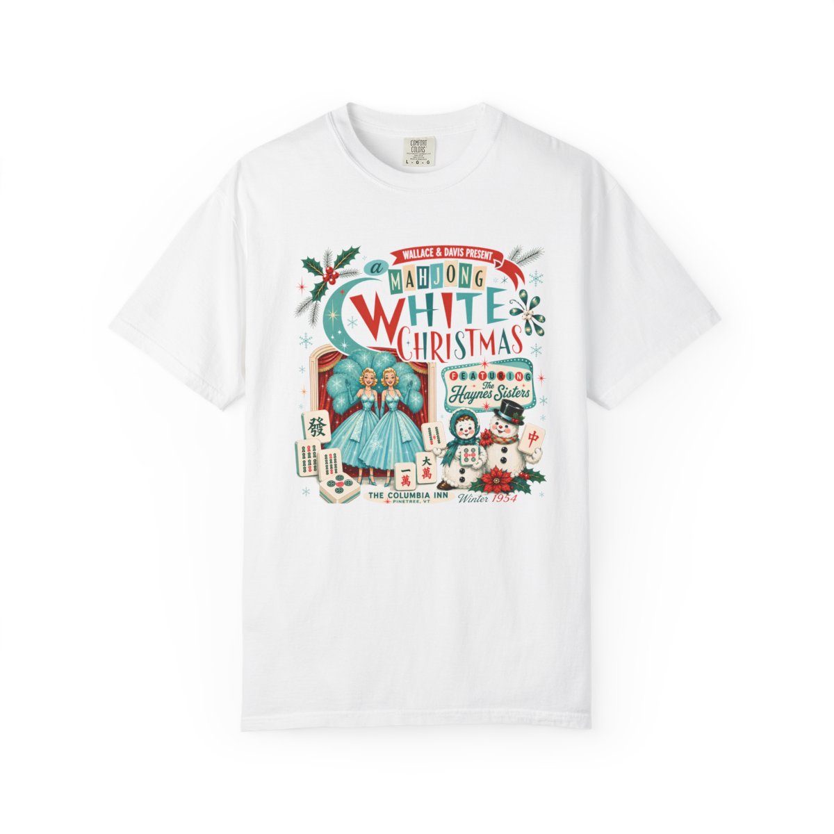 Nostalgic White Christmas Haynes Sisters Mahjong Night Unisex Garment-Dyed T-shirt