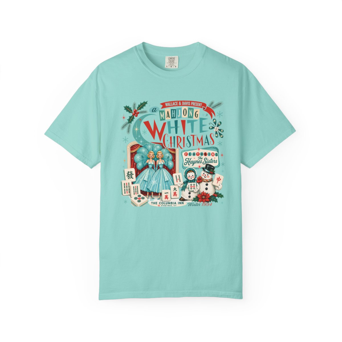Nostalgic White Christmas Haynes Sisters Mahjong Night Unisex Garment-Dyed T-shirt