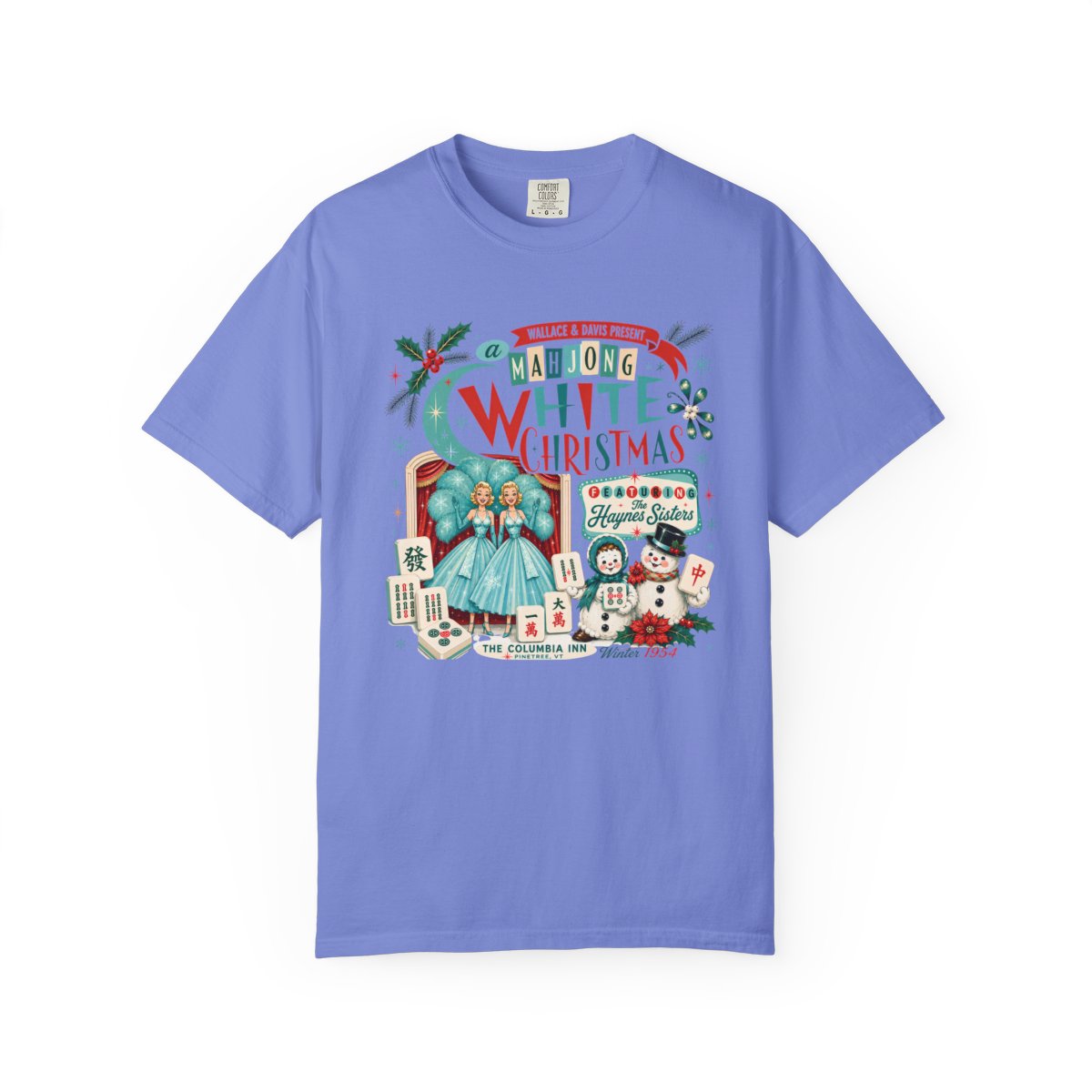 Nostalgic White Christmas Haynes Sisters Mahjong Night Unisex Garment-Dyed T-shirt