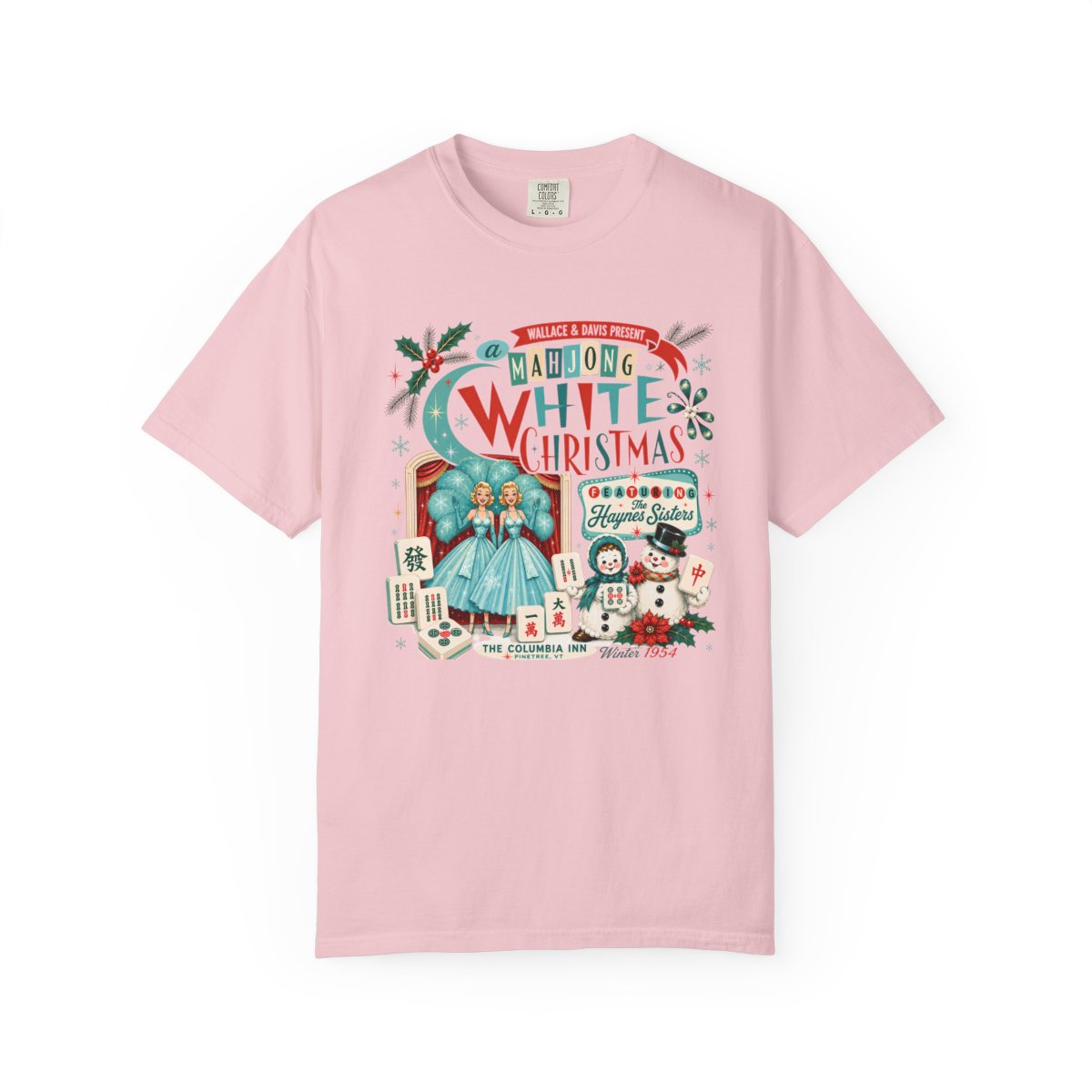 Nostalgic White Christmas Haynes Sisters Mahjong Night Unisex Garment-Dyed T-shirt