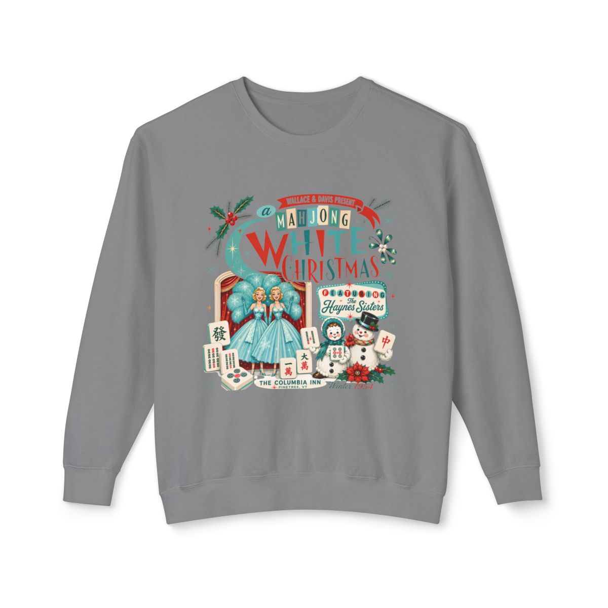 Nostalgic White Christmas Mahjong Haynes Sisters Unisex Lightweight Crewneck Sweatshirt
