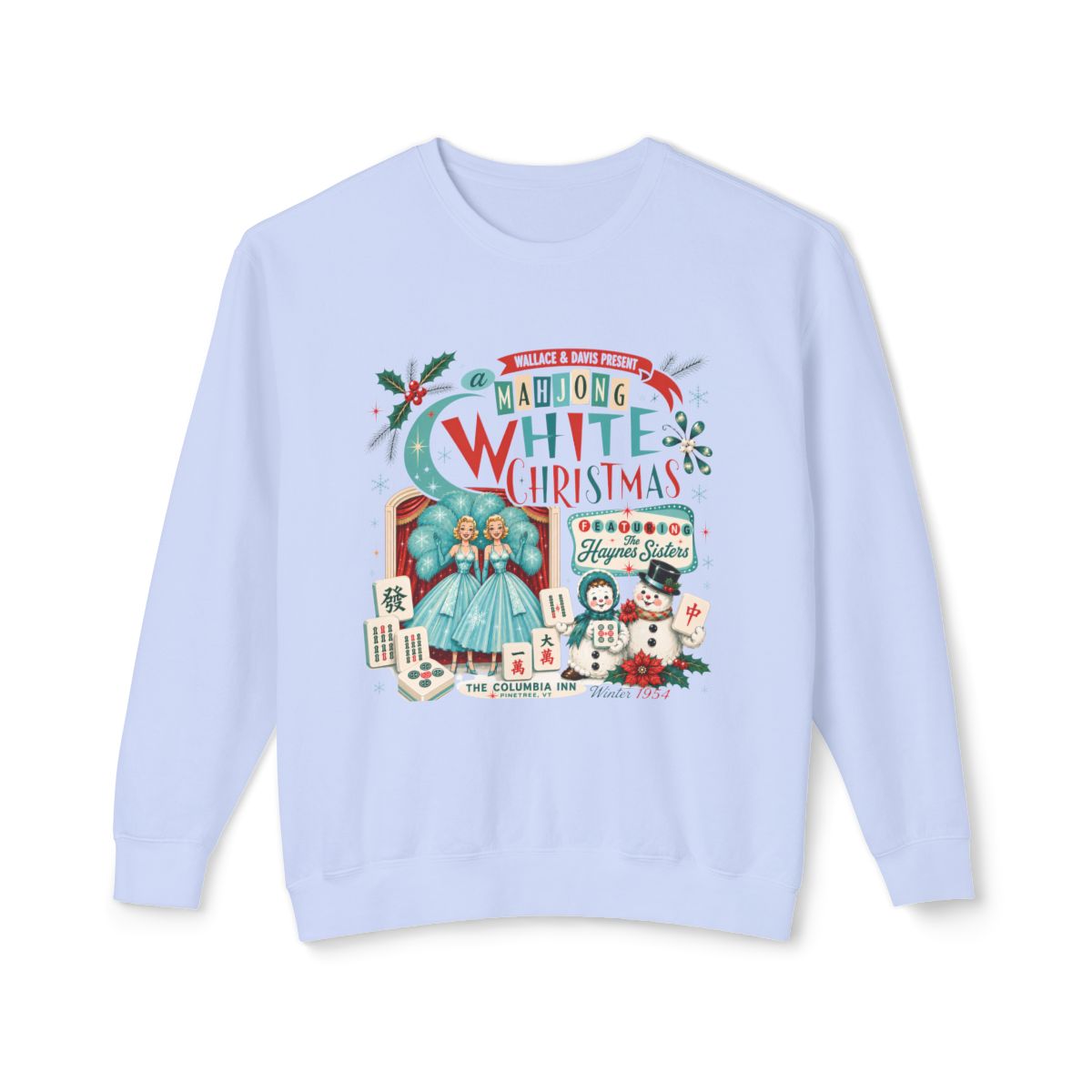 Nostalgic White Christmas Mahjong Haynes Sisters Unisex Lightweight Crewneck Sweatshirt