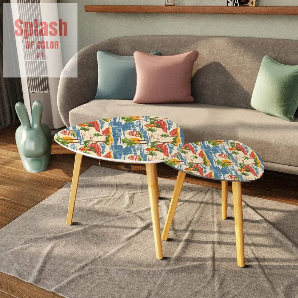 Old Florida Vintage Beach Tropical Heritage Collection Nesting Tables - Splash of Color co.