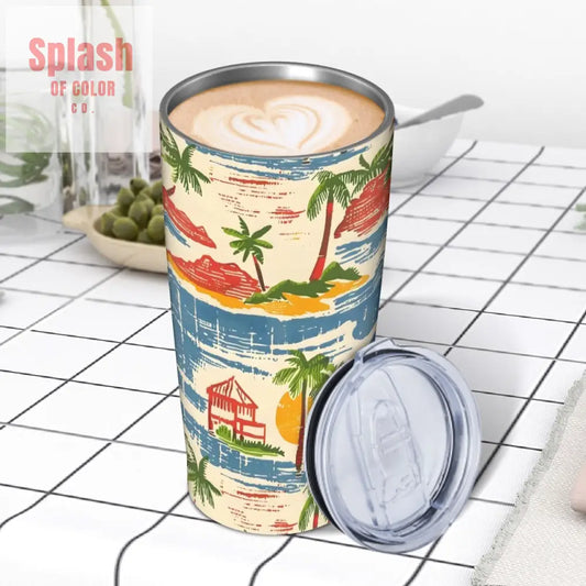 Old World Florida Style Palm Trees Beach Heritage Collection Stainless Steel Insulated Tumbler One Size Drinkware