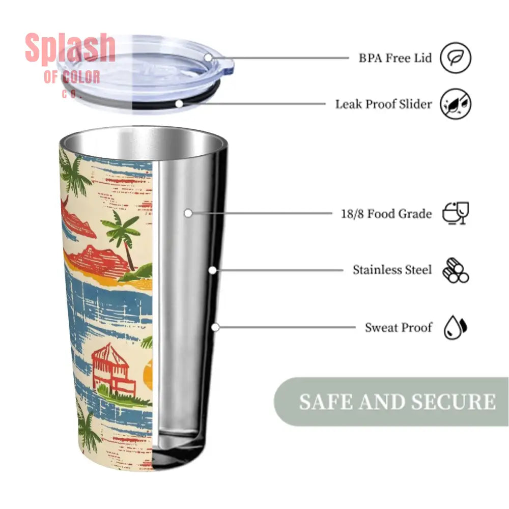 Old World Florida Style Palm Trees Beach Heritage Collection Stainless Steel Insulated Tumbler One Size Drinkware