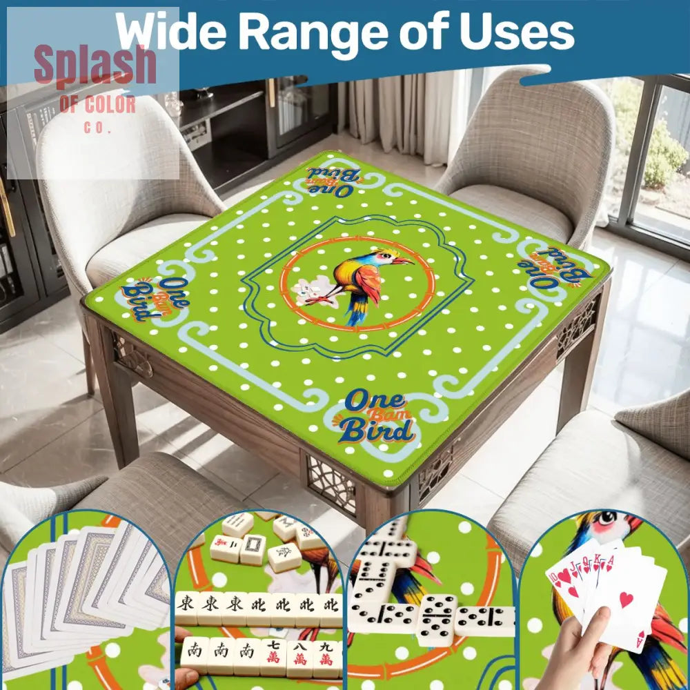 One Bam Bird Citrus Green Polka A Dot Preppy Whimsical Mahjong Mat 31.5’’x31.5’’ Daily Accessories