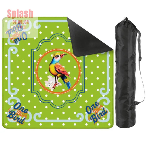 One Bam Bird Citrus Green Polka A Dot Preppy Whimsical Mahjong Mat 31.5’’x31.5’’ Daily Accessories