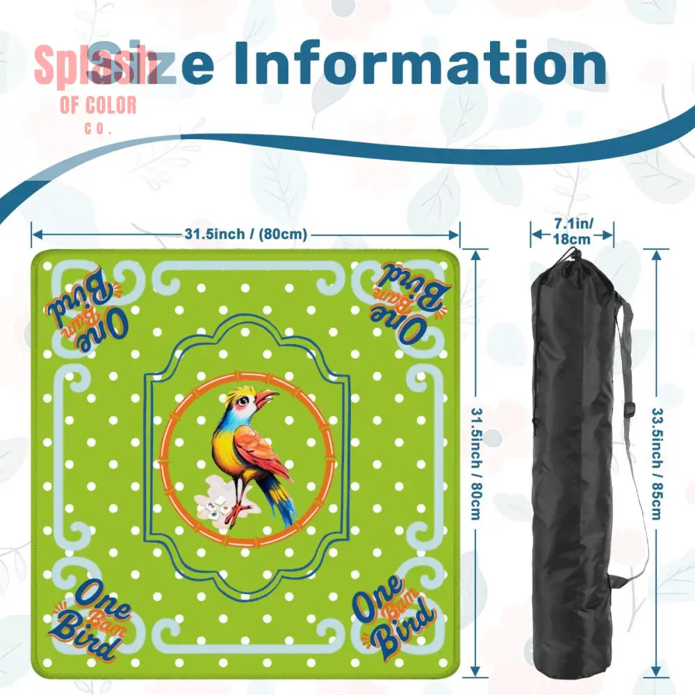 One Bam Bird Citrus Green Polka A Dot Preppy Whimsical Mahjong Mat 31.5’’x31.5’’ Daily Accessories