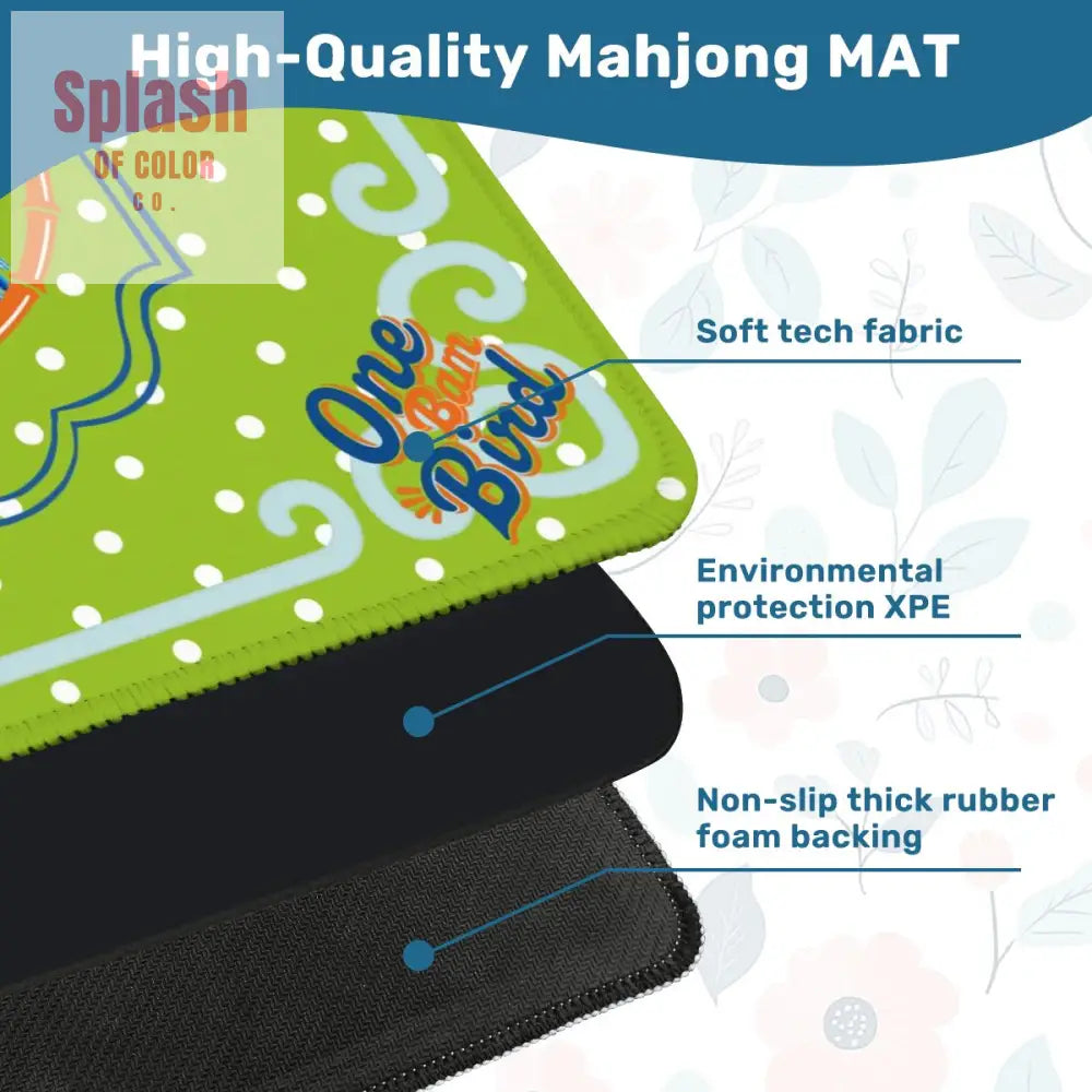 One Bam Bird Citrus Green Polka A Dot Preppy Whimsical Mahjong Mat 31.5’’x31.5’’ Daily Accessories