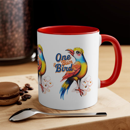 One Bam Bird Mahjong Mug Gift For Mahjongg Enthusiasts Hostess Gift For Mahjong Game Night Play - 11oz / Red - Mug