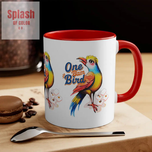 One Bam Bird Mahjong Mug Gift For Mahjongg Enthusiasts Hostess Gift For Mahjong Game Night Play - 11oz / Red - Mug