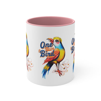 One Bam Bird Mahjong Mug Gift For Mahjongg Enthusiasts Hostess Gift For Mahjong Game Night Play - 11oz / Pink - Mug