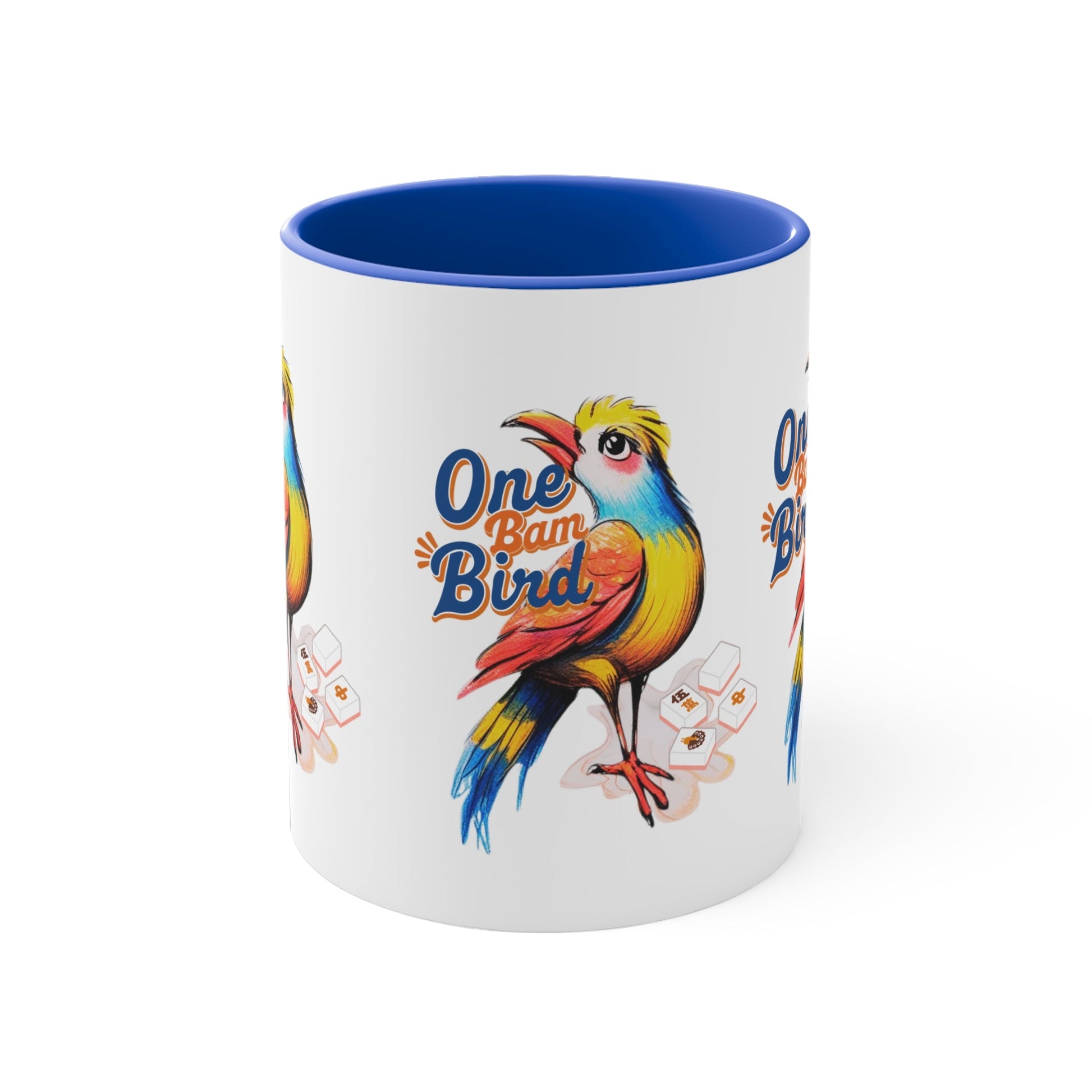 One Bam Bird Mahjong Mug Gift For Mahjongg Enthusiasts Hostess Gift For Mahjong Game Night Play - 11oz / Blue - Mug