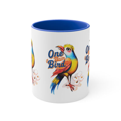 One Bam Bird Mahjong Mug Gift For Mahjongg Enthusiasts Hostess Gift For Mahjong Game Night Play - 11oz / Blue - Mug