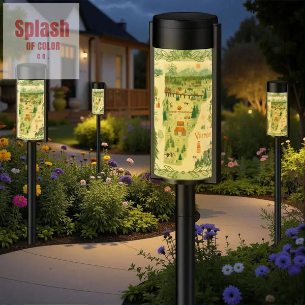 Vermont Garden Floral Whimsical Folk Art Designed Outdoor Pathway Solar Lights - Splash of Color co.