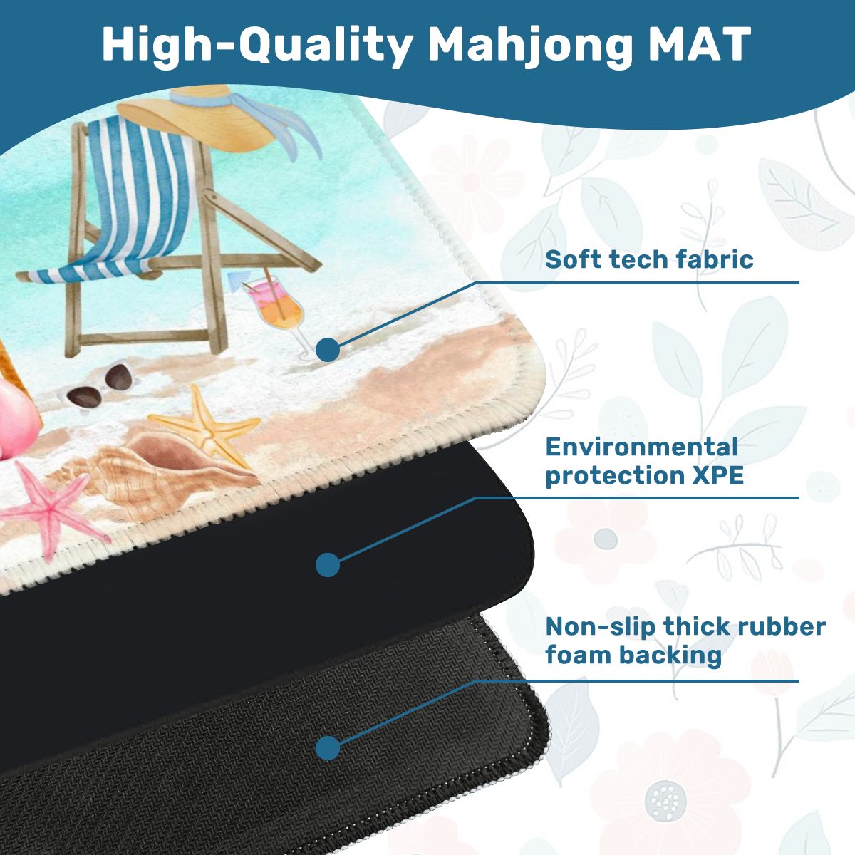 Palm Beach Style Flamingo Beach Vibes Modern Mahjong Mat - 31.5’’x31.5’’ - Daily Accessories