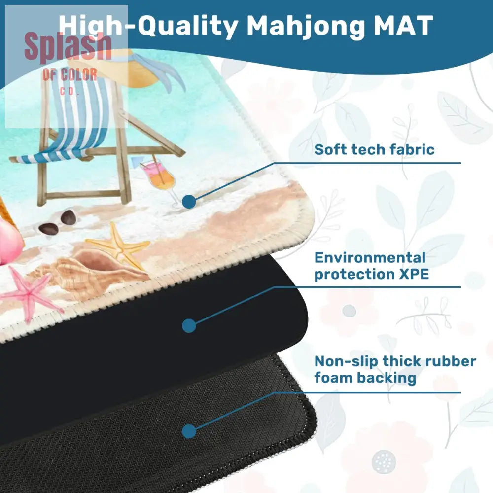 Palm Beach Style Flamingo Beach Vibes Modern Mahjong Mat - 31.5’’x31.5’’ - Daily Accessories