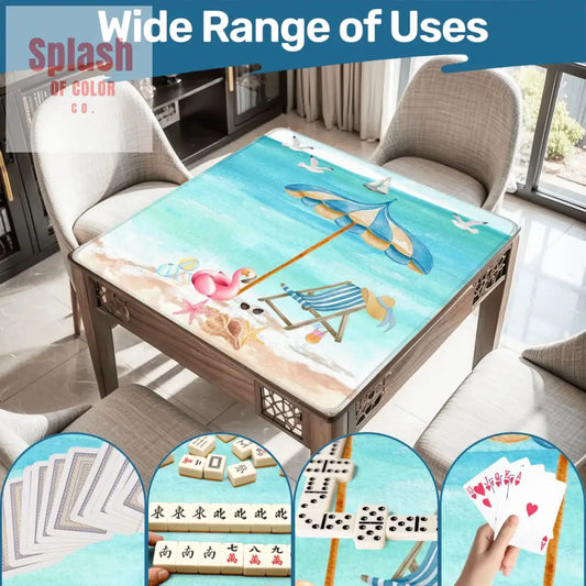 Palm Beach Style Flamingo Beach Vibes Modern Mahjong Mat - 31.5’’x31.5’’ - Daily Accessories
