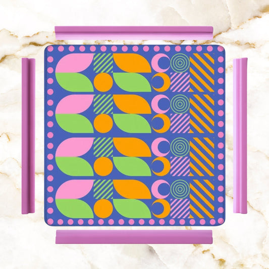 Palm Beach Style Modern Mahjong Mat Preppy Pink Orange Green Mahj Game Mat - 31.5’’x31.5’’ - Daily Accessories