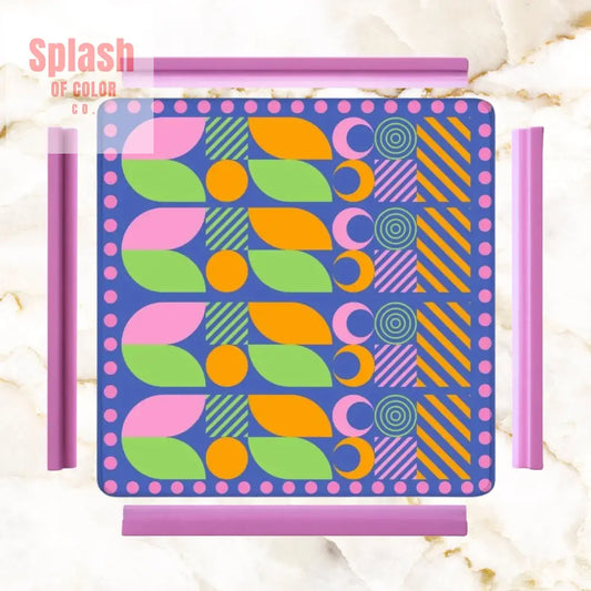 Palm Beach Style Modern Mahjong Mat Preppy Pink Orange Green Mahj Game Mat - 31.5’’x31.5’’ - Daily Accessories