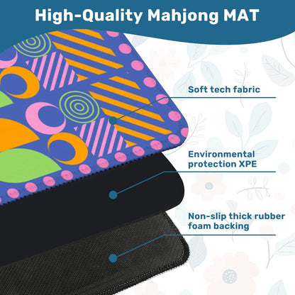 Palm Beach Style Modern Mahjong Mat Preppy Pink Orange Green Mahj Game Mat - 31.5’’x31.5’’ - Daily Accessories