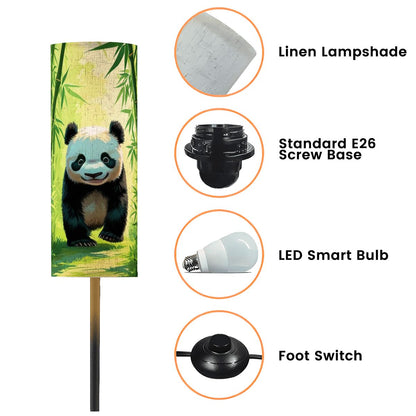 Panda Bear Asian Bamboo Garden Corner Slim Reading Floor Lamp - One Size - Floor Lamps