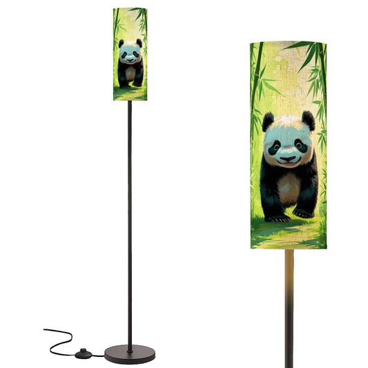 Panda Bear Asian Bamboo Garden Corner Slim Reading Floor Lamp - One Size - Floor Lamps
