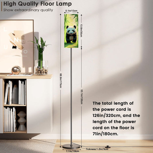 Panda Bear Asian Bamboo Garden Corner Slim Reading Floor Lamp - One Size - Floor Lamps