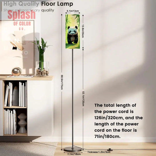 Panda Bear Asian Bamboo Garden Corner Slim Reading Floor Lamp - One Size - Floor Lamps