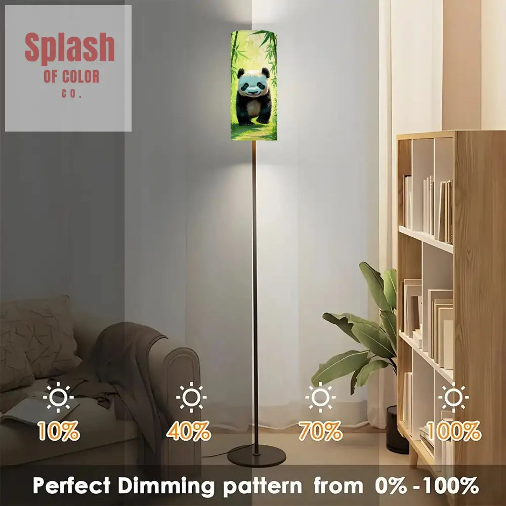 Panda Bear Asian Bamboo Garden Corner Slim Reading Floor Lamp - One Size - Floor Lamps