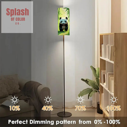 Panda Bear Asian Bamboo Garden Corner Slim Reading Floor Lamp - One Size - Floor Lamps