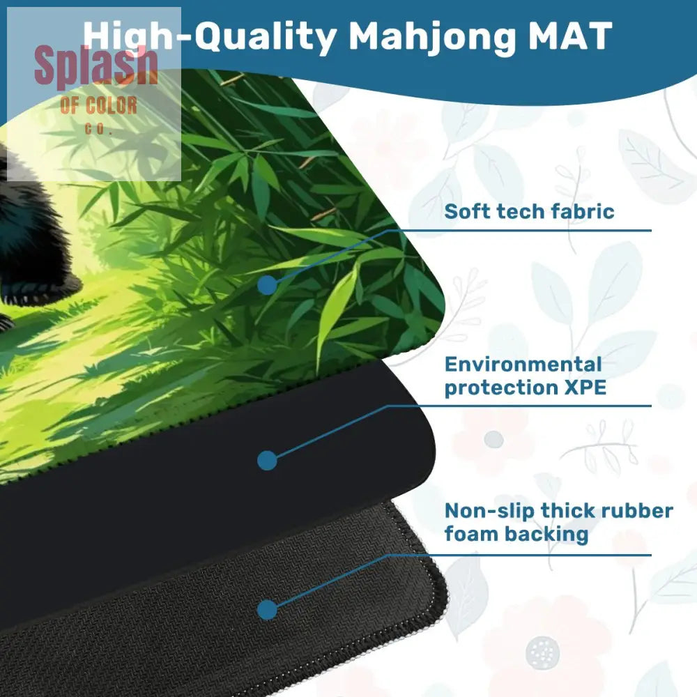 Panda Bear Bamboo Forest Asian Inspired Mahjong Mat - 31.5’’x31.5’’ - Daily Accessories