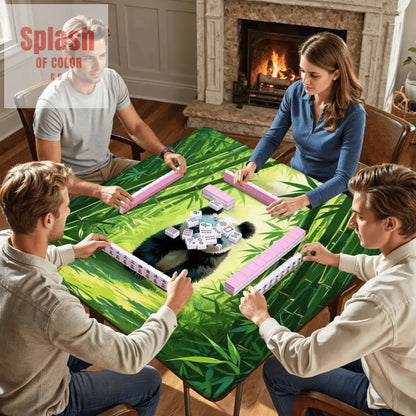 Panda Bear Bamboo Forest Asian Inspired Mahjong Mat - 31.5’’x31.5’’ - Daily Accessories