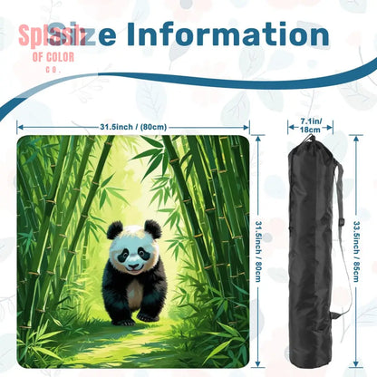 Panda Bear Bamboo Forest Asian Inspired Mahjong Mat - 31.5’’x31.5’’ - Daily Accessories