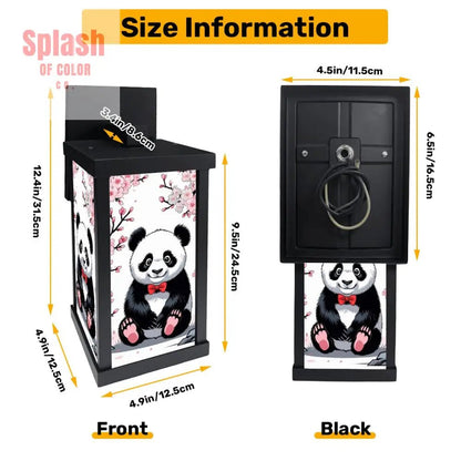 Panda Bear Cherry Blossom Asian Zen Garden Patio Wall Light Sconce - One Size - Wall Lighting