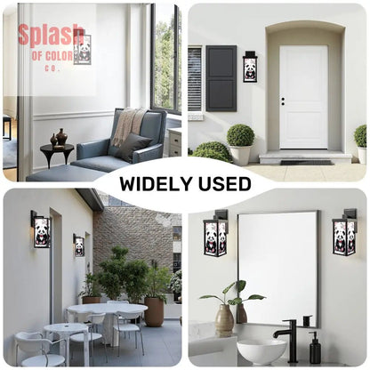 Panda Bear Cherry Blossom Asian Zen Garden Patio Wall Light Sconce - One Size - Wall Lighting