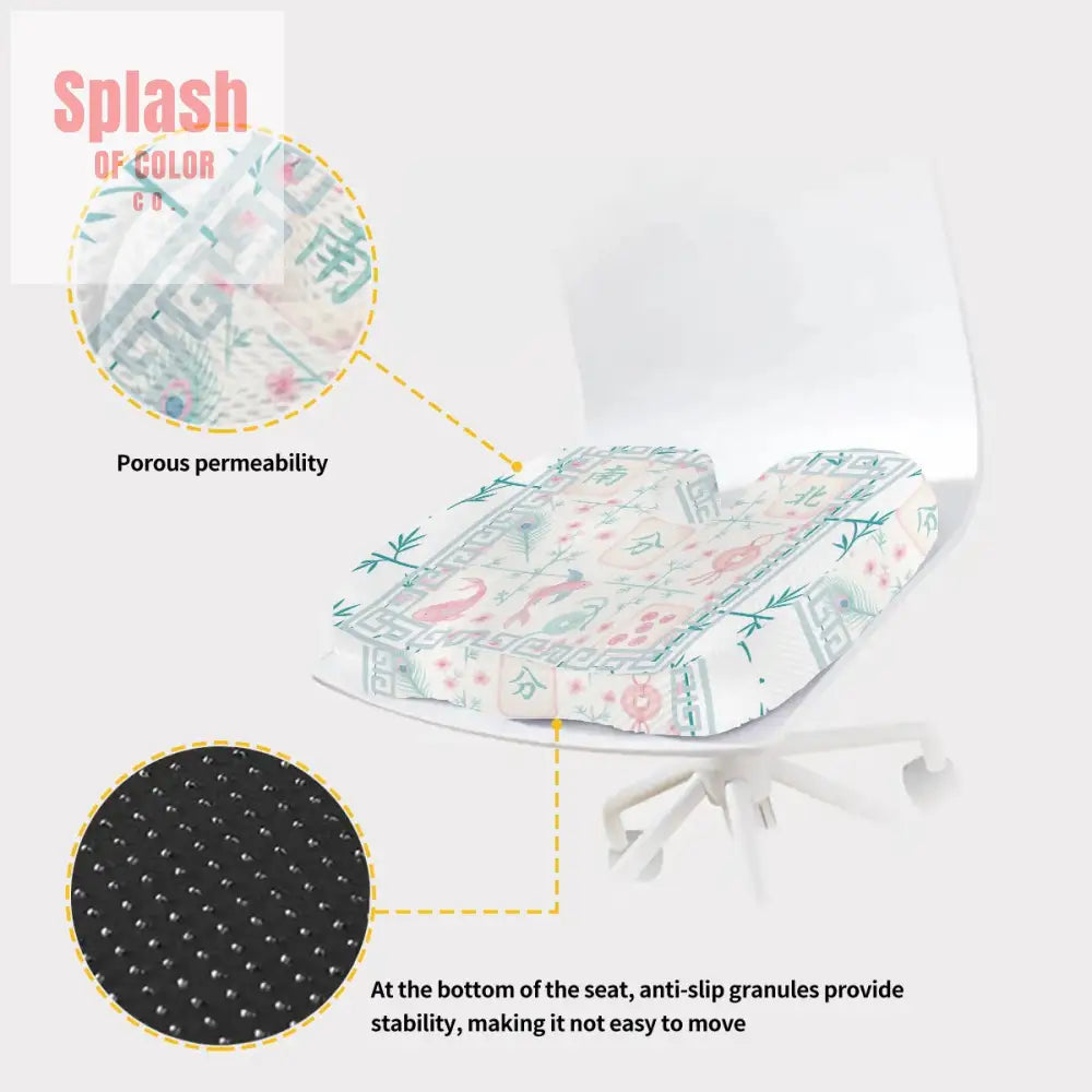 Pastel Mahjong Tiles Memory Foam Seat Cushion Perfect For Long Mahj Game Nights 18.1’’x13.8’’x2.8’’ Daily Accessories