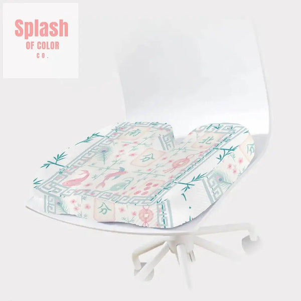 Pastel Mahjong Tiles Memory Foam Seat Cushion Perfect For Long Mahj Game Nights 18.1’’x13.8’’x2.8’’ Daily Accessories