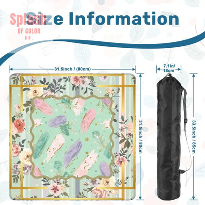 Pastel Preppy Floral Abstract Watercolor Green Pink Gold Accented Mahjong Mat - Daily Accessories