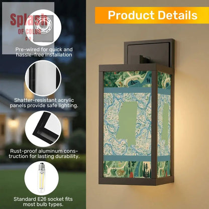Mississippi Green Blue, River Designed Patio Wall Light Sconce - Splash of Color co.