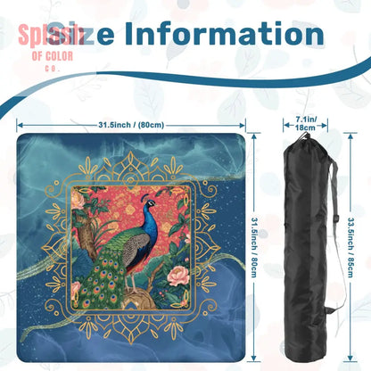 Peacock Elegant Marbled Blue Chinoiserie Asian Garden Mahjong Mat - Daily Accessories