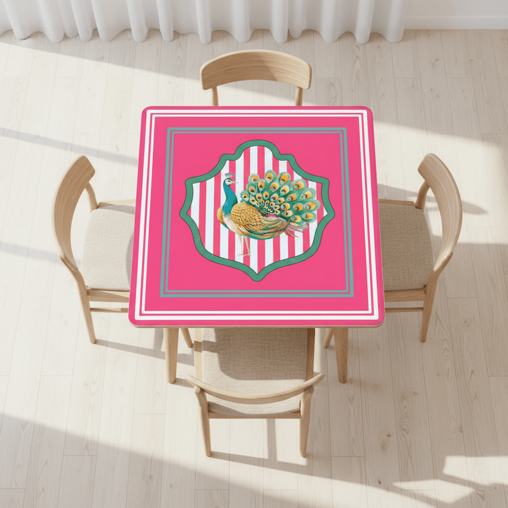 Pretty As A Peacock Hot Pink Mahjong Mat - Splash of Color Co.