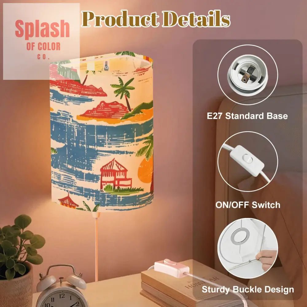Old World Florida Heritage Beach Scene, Palm Trees Flush Wall Shade Light Fixture - Splash of Color co.